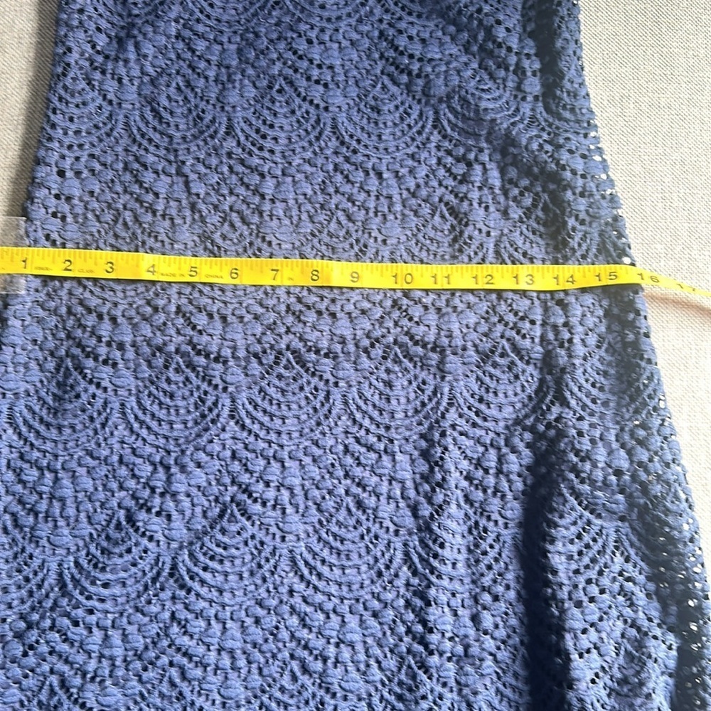 Lilly Pulitzer Jade Dress In True Navy Scalloped Shell Lace Size XS Off Shoulder - Picture 11 of 12